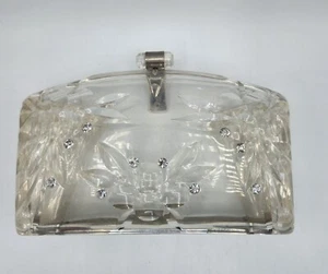 Vintage 50er Jahre Clear Lucite Handtasche Clutch Tasche mit Strass - Bild 1 von 12