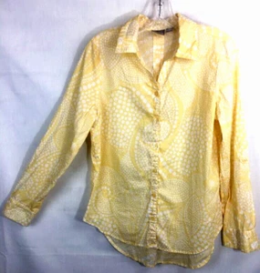 Chicos Damen Tupfen Design Knopfleiste Top Größe 0 (4/6) Gelb B13*H - Bild 1 von 5