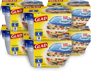 Gladware Deep Dish Lebensmittelbehälter mit Glad Lock Dichtverschluss, BPA-frei L - Bild 1 von 12