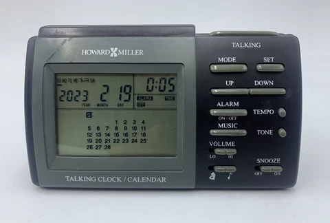 Genuine HOWARD MILLER Talking Clock Calendar Alarm Clock Model #645-297 PreOwned Cover
