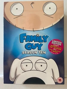 Family Guy Season 10 With T-Shirt & Script 3 Disc DVD Boxset New Sealed 681G - Picture 1 of 4