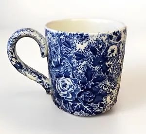 Vintage Laura Ashley Chintzware Blue Tea Coffee Mug 1989 Blue White Floral - Picture 1 of 8
