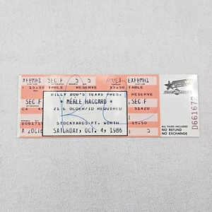 Merle Haggard @ Billy Bob's Texas Oct 4, 1986 Ticket Fort Worth Stockyards - Picture 1 of 2