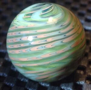 1.02" LOOK 🧐 CONTEMPORARY ART MARBLES - CORAL SPIRALS- NM+ LOOK