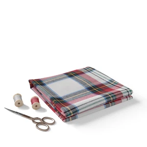 White Maroon Tartan Cotton Blend Fabric 80% Cotton 20% Poly, Dress-Craft, Sewing - Picture 1 of 8