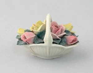 9140308 Flower Basket Ens Thuringia 30er Years Handmodelliert Rose Petals - Picture 1 of 4