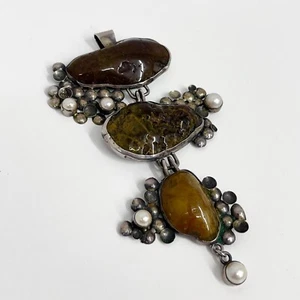 Colgante vintage de piedra esterlina Rachel Gera muy grande 5 1/4" por 2 7/8" de largo - Imagen 1 de 10