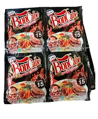 24x [BONCABE] Indonesia Sambal Tabur EXTREMO CHILE PICANTE ESPOLVOREAR NIVEL 15 5,5gr Foto 1 de 3