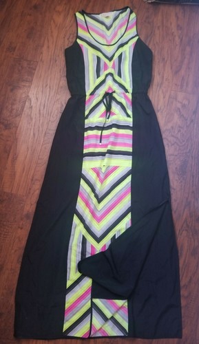 Maxi abito multicolore Michael Kors taglia 8 nero floreale cravatta davanti