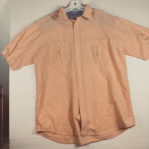 Orvis Mens Large shirt short sleeve orange/pink Button Up Shirt beach summer - Picture 1 of 7