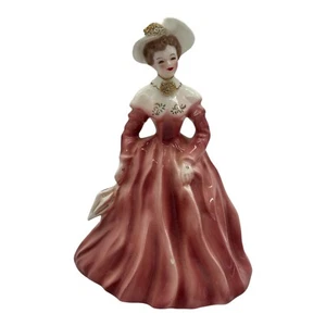 Vintage Florence Ceramic Figurine 'Dolores' Pink Dress Gold Trim 8.5 Inches Tall - Picture 1 of 13