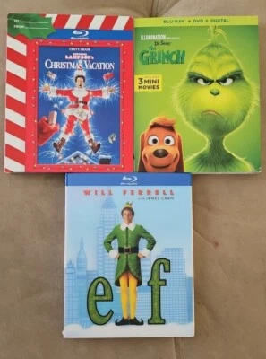ELF Lenticular CHRISTMAS VACATION Grinch BLU RAY LOT w SLIPCOVERS BRAND NEW  Foto 1 de 2