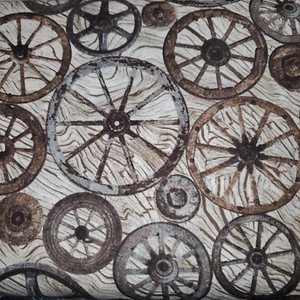 Northcott Frontier Wagon Wheels The Yard x 43 Zoll Baumwolldruck - Bild 1 von 2