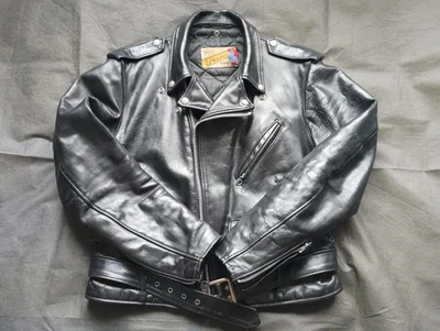 SCHOTT 618 Double Rider Jacket Size 40 Black Leather Vintage Zip Quilted Used - Image 1 of 4