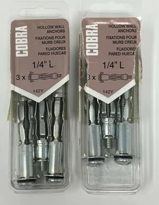 Cobra 142Y Hollow Wall Drywall Anchor 1/4" Lot of 6 - Foto 1 di 4