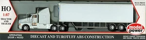 Model Power 21001 1:87 Long Haul Tractor w/Racing Trailer White - Picture 1 of 1