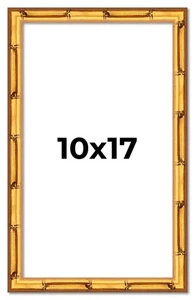 10x17 Frame Gold Bamboo Picture Frame Modern Photo Frame UV Acrylic, Acid Free - Picture 1 of 10
