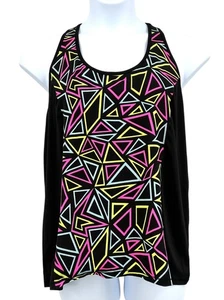 Camiseta sin mangas LANE BRYANT ACTIVE talla 18/20 negra neón triángulos espalda deportiva entrenamiento - Imagen 1 de 9