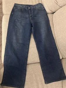 Markenlos Damen Blue Jeans Hose Weites Bein Dunkelblau Gr. XL Neu - Bild 1 von 2