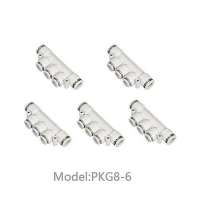 5xPneumatic Connector 5 Way 8 mm to 6 mm OD Tube Push Fit Manifold Quick Fitting - Image 1 of 4
