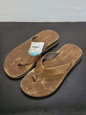Talla 9 - Sandalias de Tanga Clásicas Reef Ojai Para Hombres Cuero Marrón Oscuro Chanclas Verano Foto 1 de 4