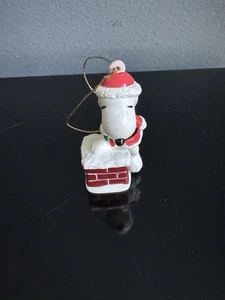 Vintage PEANUTS Christmas Ornament Snoopy Santa Clause on Chimney Retro Holiday - Picture 1 of 5
