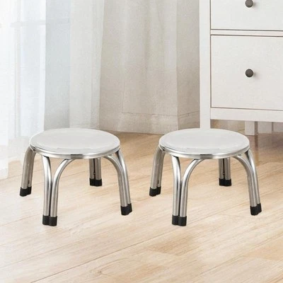 2x Small Round Stools Minimalist Footstools for Restaurant Balcony Dorm - image 1 of 4