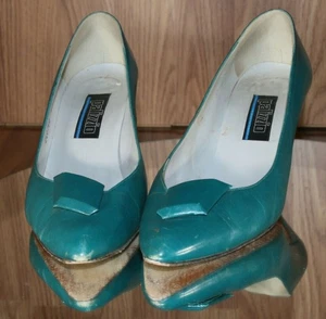 Michael G Abrams Palizzio Womens Green Leather Pumps Low Top Slim Heels Slipon 8 - Picture 1 of 12