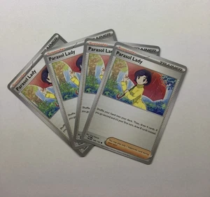 4x Sombrilla Dama 169/182 Pokémon Juego de Cartas Coleccionables Paradoja Grieta Entrenador Juego Casi Nuevo Lote - Imagen 1 de 2