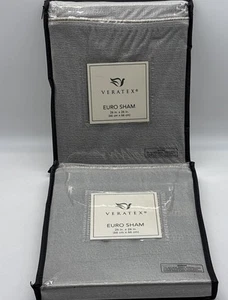 2- Veratex DICAPRIO Reversible Euro Sham 26 x 26 Gray Tan Stripe NEW - Picture 1 of 7