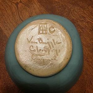Jarrón Van Briggle Pottery Reticulado Filodendro Hoja Cuenco Azul Ming - De colección - Imagen 1 de 4