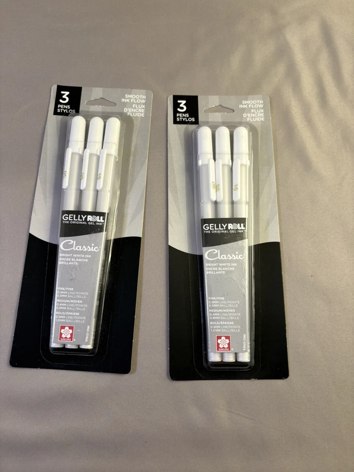 (2) Juego de 3 bolígrafos de gel blancos clásicos Sakura Gelly Roll 57454 nuevos Foto 1 de 4