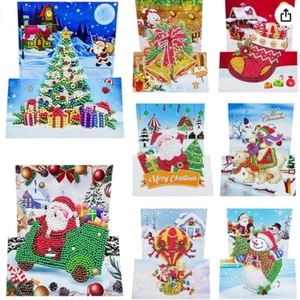 Diamond Art Weihnachtskarten Diamond Painting dreidimensional Weihnachten 8 Stück - Bild 1 von 4