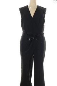 LAUREN RALPH LAUREN Womens SZ 14 Black Faux-Wrap Jumpsuit NWT MSRP $225 - Picture 1 of 12