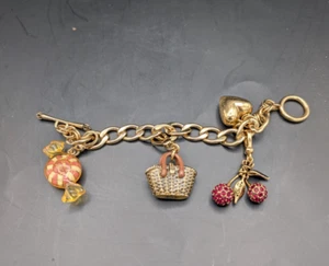 Juicy Couture Vintage Bracelet + 3 Removable Charms (Basket, Cherries, Candy) - Picture 1 of 6
