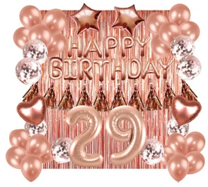 Striscione Palloncino Design Oro Rosa 29° Buon Compleanno Decorazione Festa Forniture - Foto 1 di 10