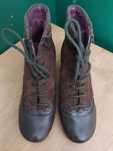 Hush Puppies Vanessa Brown Size 4 37 Victorian Steampunk Ankle Boots - Picture 1 of 13