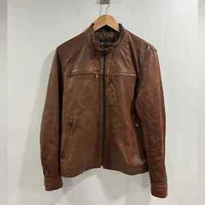 Banana Republic Men Brown Genuine Leather Jacket Size Small