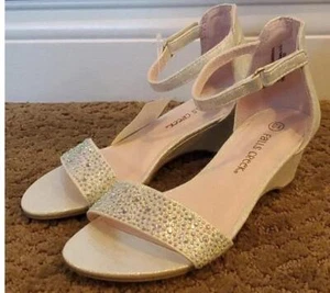Girls Falls Creek Rhinestones Wedge Party Dress Shoes Size 13 1 2 3 4 Silver NWT - Picture 1 of 1