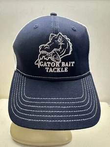 Gator Bait Tackle Fishing Hat Cap America Blue Presque Isle Michigan Lake Huron - Picture 1 of 9