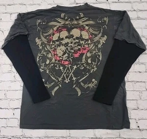 Y2K Vtg Avirex Mens Waffle Thermal Layered Shirt LS Mall Goth Skulls XL Graphic - Picture 1 of 8