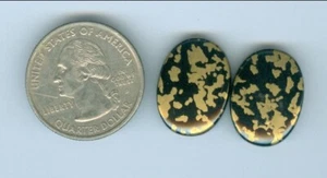 Par a juego de cabinas de ónix negro y oro ovaladas 15 mm x 20 mm conjunto emparejado ónix y oro - Imagen 1 de 1