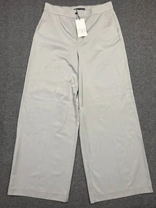 Zara Wide Leg Pants Womens L Gray Trousers Baggy Loose Y2K Business Professional - Picture 1 of 17