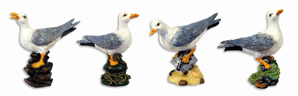 Hand Painted 4" Seagull Sea Bird Statue Figurine Sculpture 75T-D