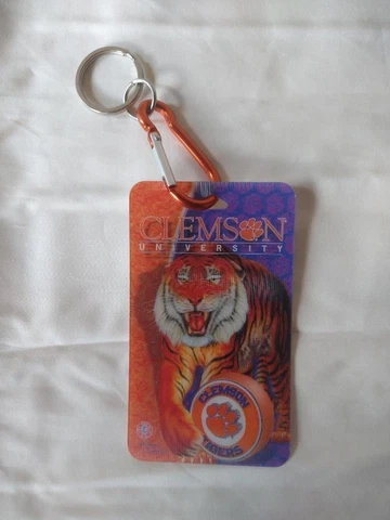 4 3/8"CLEMSON TIGERS UNIVERSITY BASKETBALL HOLOGRAM ID BAG TAG,PURSE CHARM,ORANG Cover