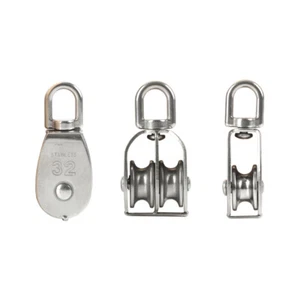M15-M100 Sheave Swivel Stainless Steel Fixed Traction Single/Double Wheel Pulley - Picture 1 of 7