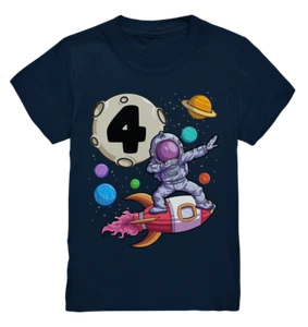 4. Geburtstag Astronaut Weltraum Rakete Jungen & Mädchen T-Shirt Geschenk - Bild 1 von 8