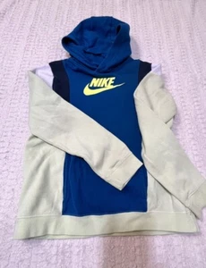 Nike Hoodie Boys Green Color Block Neon Pullover Sweatshirt Standard Fit Sz XL - Picture 1 of 10