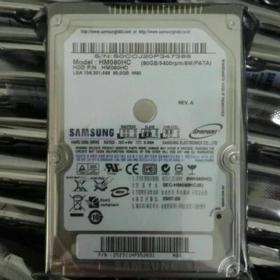 For SAMSUNG 80 GB 2.5" 5400 RPM PATA/IDE 8 MB Hard Disk Drive HM080HC HDD - Image 1 of 2