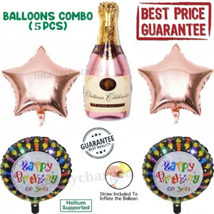 Foglio tema ORO ROSA buon compleanno 5 pezzi palloncini lattice elio decorazione festa - Foto 1 di 1